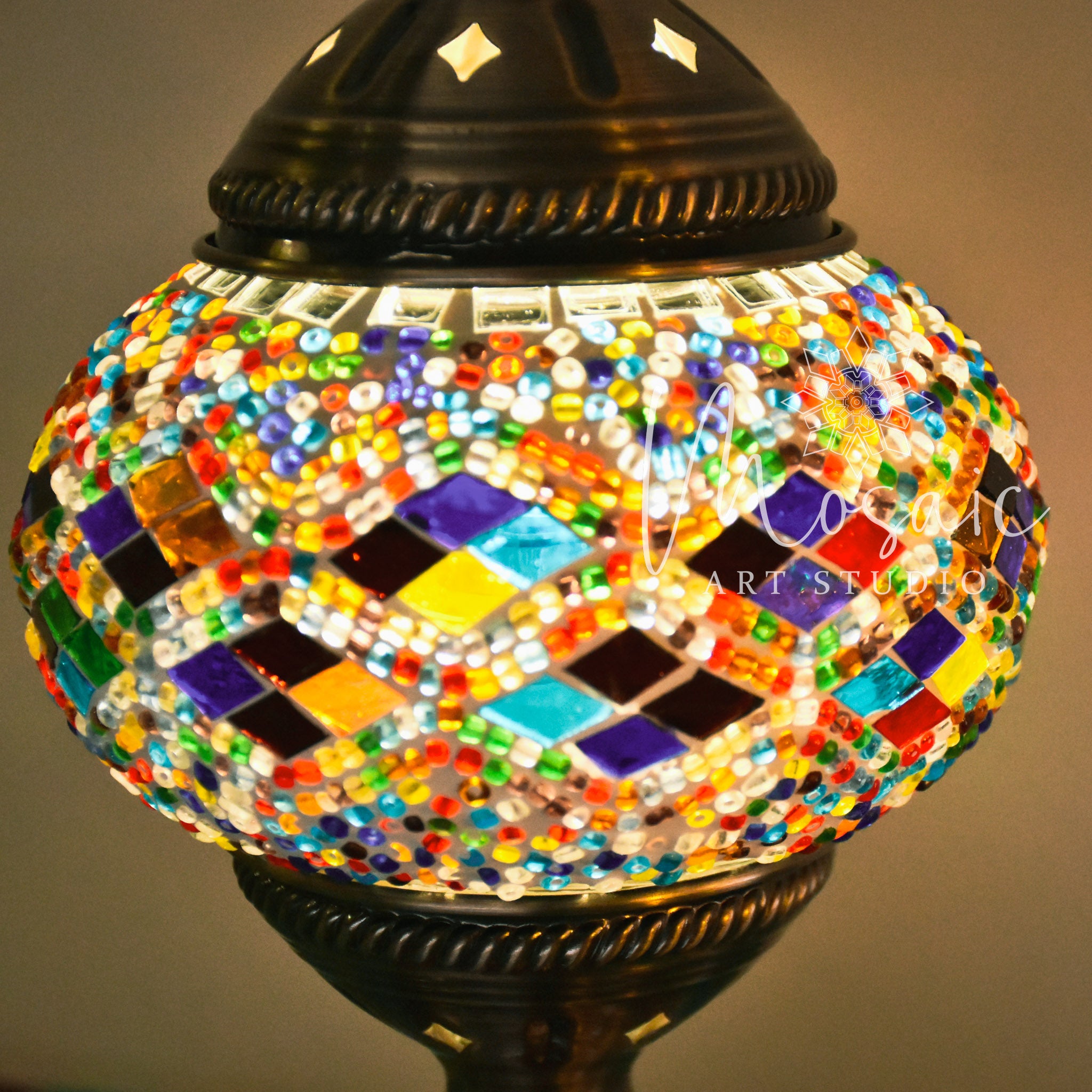 Handmade Turkish Mosaic Lamp “Cappadocia Colourful Design” – Mosaic Art ...