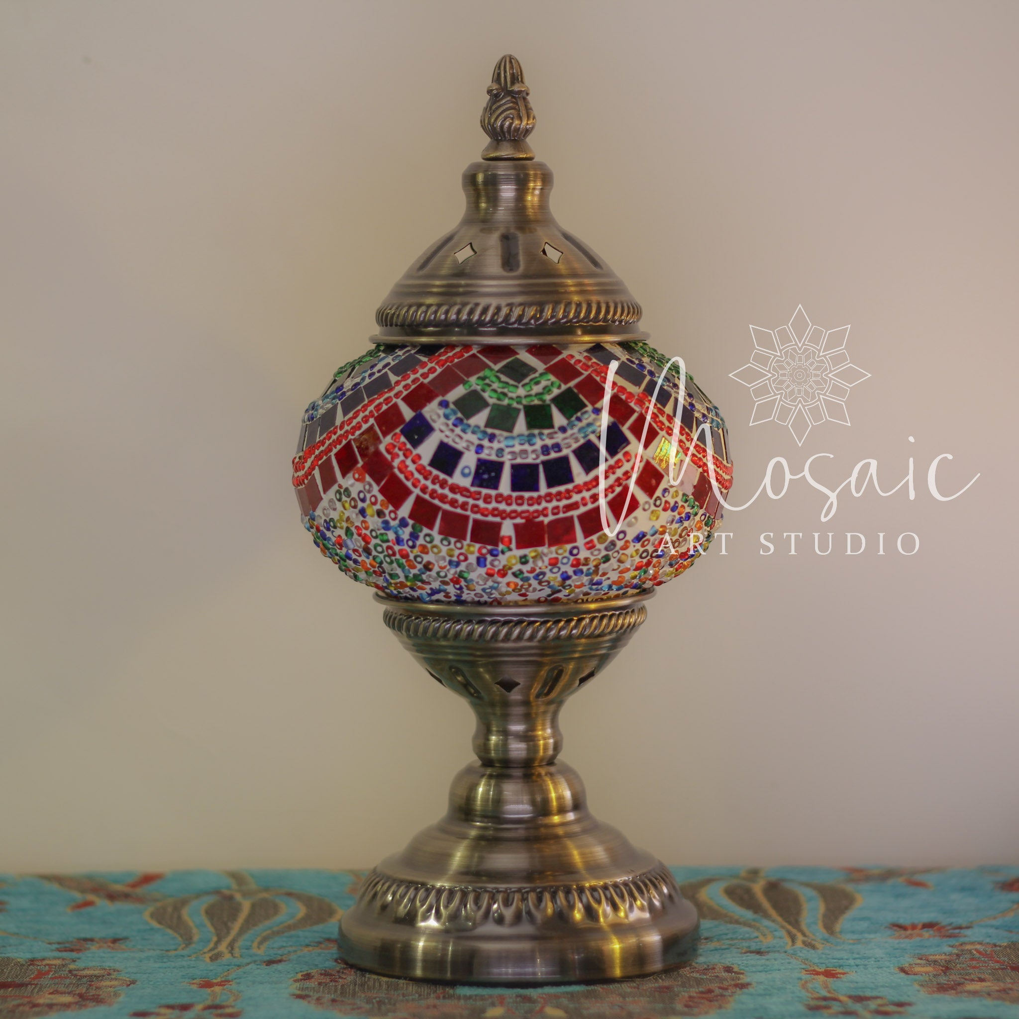 Handmade Turkish Mosaic Lamp “Colorful Wave Design” – Mosaic Art Studio HK