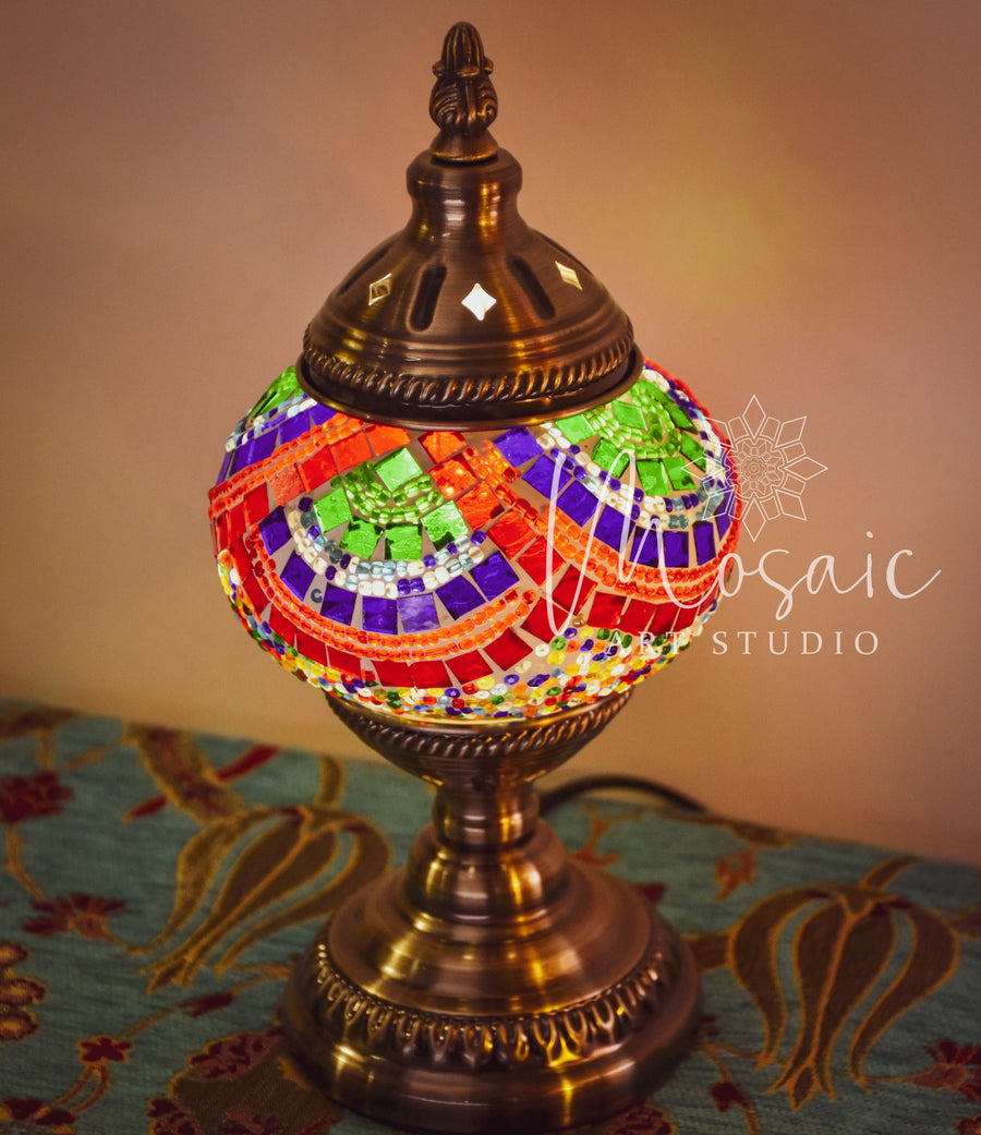 Handmade Turkish Mosaic Lamp “Colorful Wave Design” - Mosaic Art Studio HK