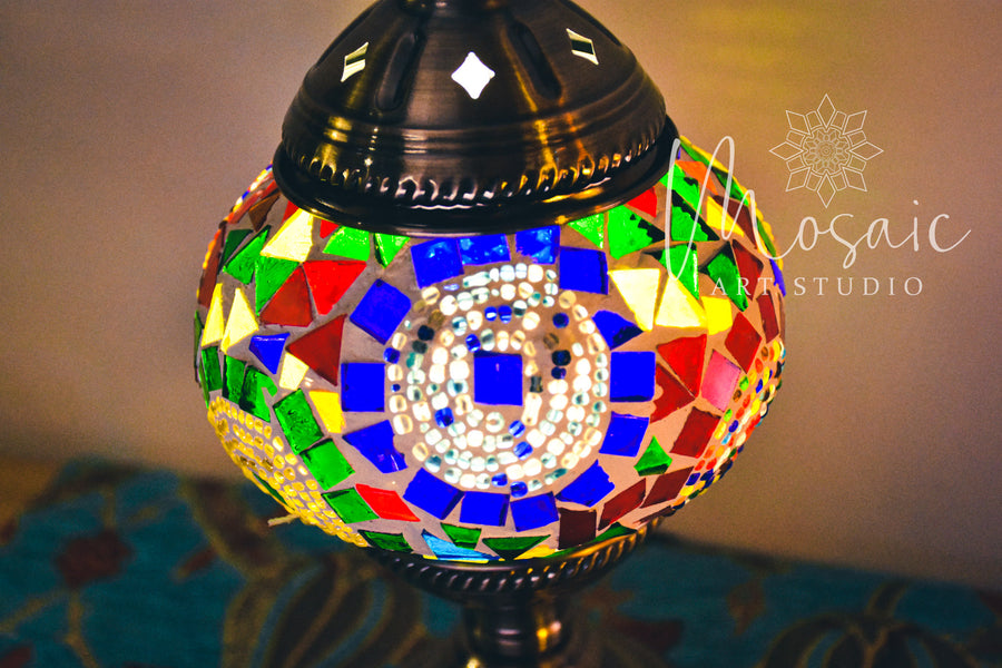 Handmade Turkish Mosaic Lamp "Colourful Circle Design) - Mosaic Art Studio HK