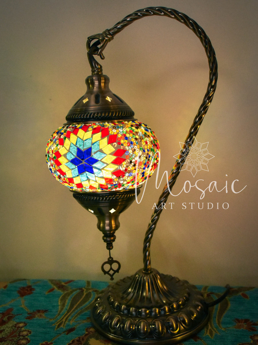 Handmade Turkish Mosaic Lamp Design 7 - Mosaic Art Studio HK Swan Lamp 鵝頸燈