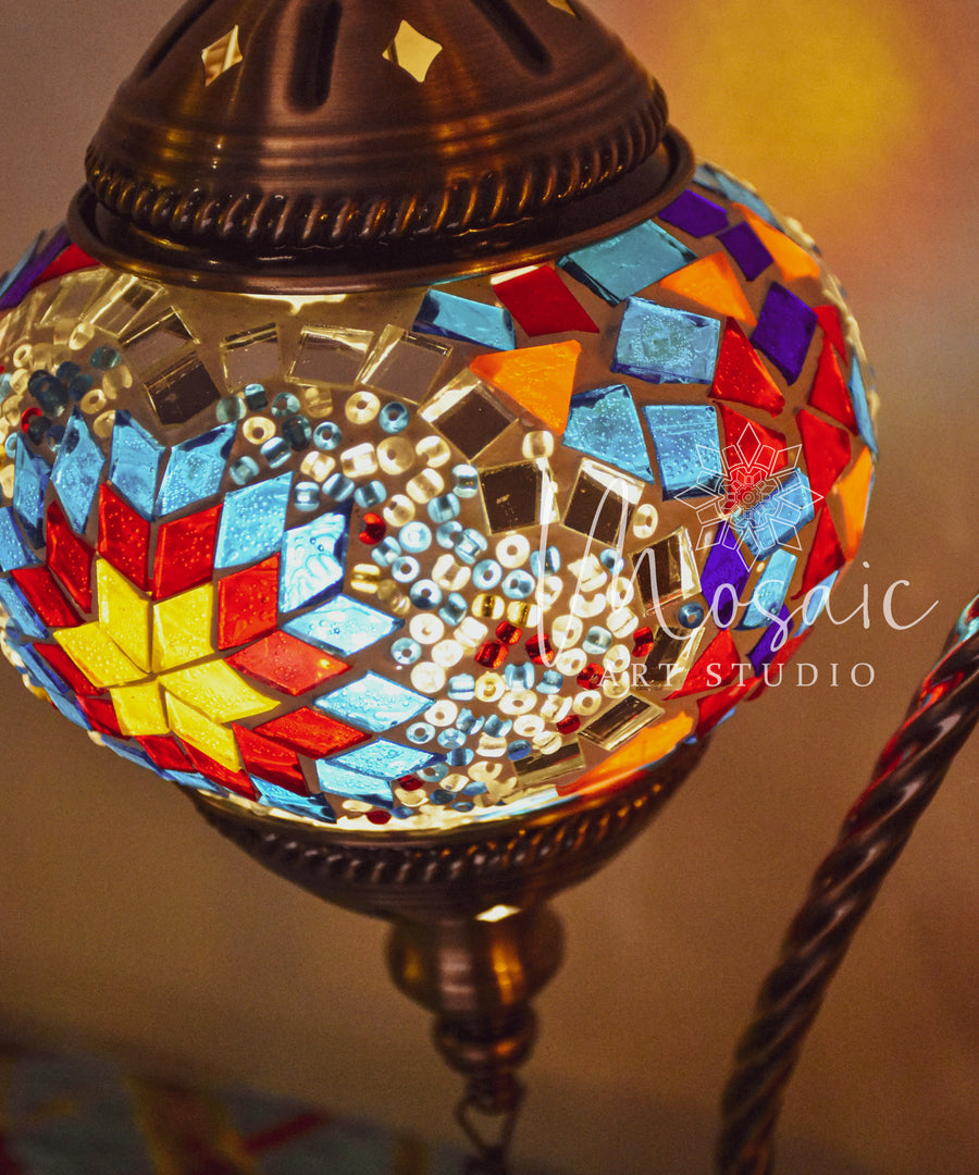 Handmade Turkish Mosaic Lamp "Summer Flower Design" - Mosaic Art Studio HK