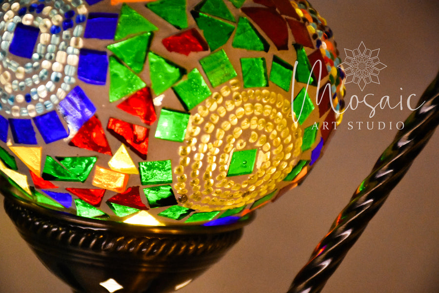 Handmade Turkish Mosaic Lamp "Colourful Circle Design) - Mosaic Art Studio HK