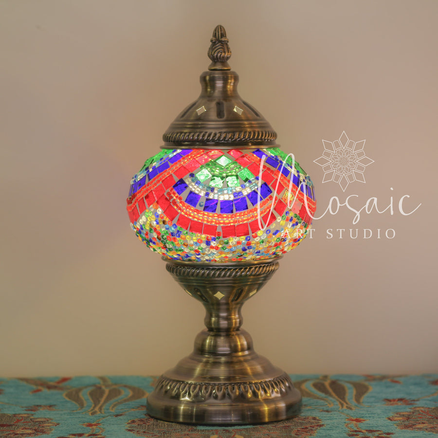 Handmade Turkish Mosaic Lamp “Colorful Wave Design” - Mosaic Art Studio HK Table Lamp檯燈