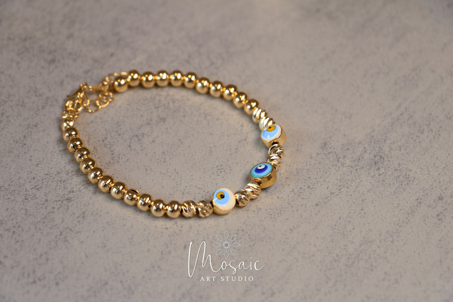 Gold Evil Eye bracelet - Mosaic Art Studio HK