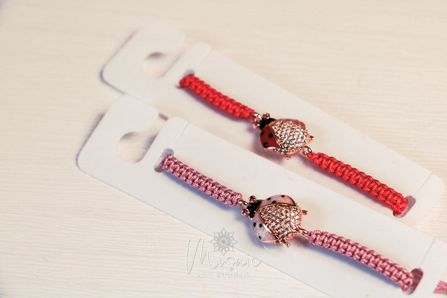 Forest adjustable bracelet - Mosaic Art Studio HK Lady Bug / Pink