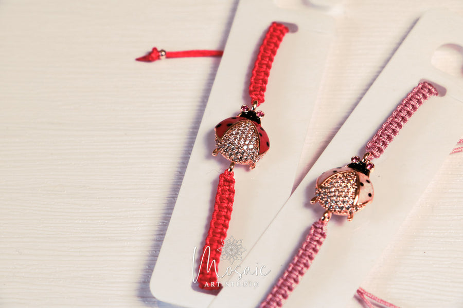 Forest adjustable bracelet - Mosaic Art Studio HK Lady Bug / Red