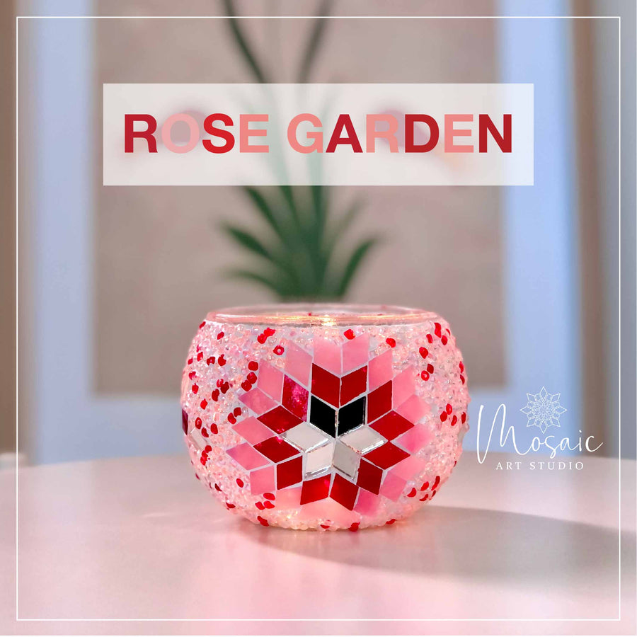 Mosaic Candle Holder DIY Kit 土耳其馬賽克燭台DIY材料包 - Mosaic Art Studio HK 04 Rose Garden